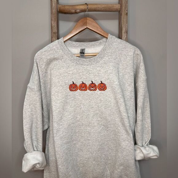 Embroidered Fall Crew Neck Sweatshirt - Picture 1 of 5